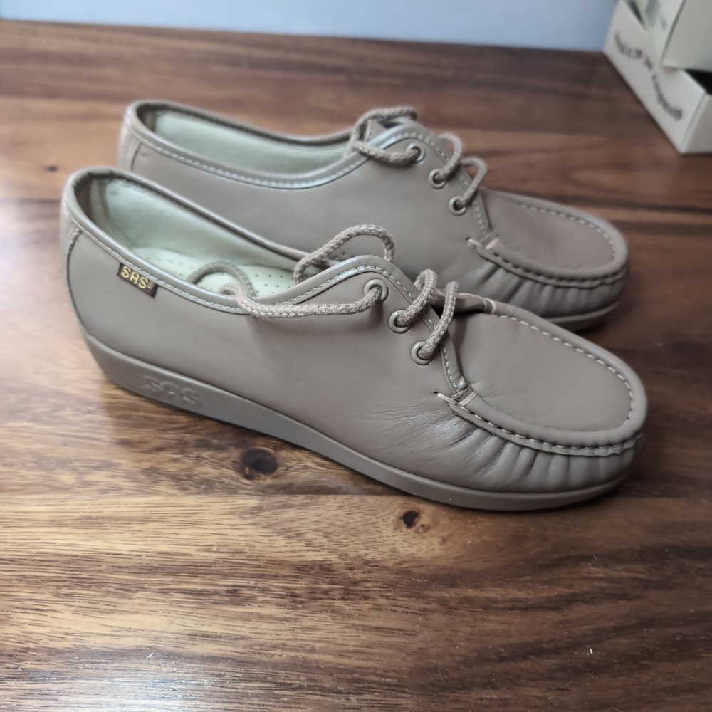 SAS Siesta Mocha Leather Comfort Shoes Handsewn USA Lace Up Oxfords 7.5 WW